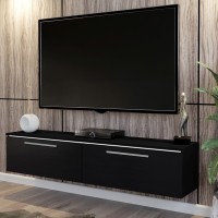 Meuble TV 160cm Collection RIO. 1 porte abattante, coloris noir mat. Style design