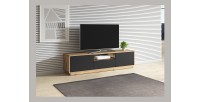Meuble TV 180cm collection VILLA. Couleur chêne et noir mat
