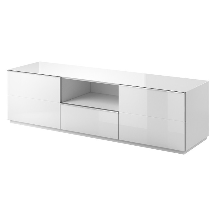 Meuble TV 180cm collection ZANTE avec 2 portes et 1 tiroir. Couleur blanc brillant