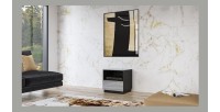 Petit Meuble TV ou meuble d'appoint 50cm collection ZANTE avec 1 tiroir et une niche. Couleur noir et gris brillant