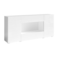 Buffet XL design 180cm pour salon couleur blanc brillant collection PAROS