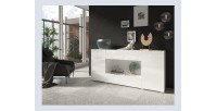 Buffet XL design 180cm pour salon couleur blanc brillant collection PAROS