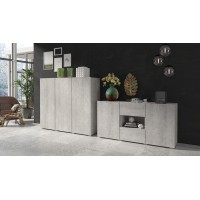 Buffet design 140cm pour salon couleur gris effet béton collection PAROS