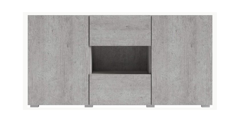 Buffet design 140cm pour salon couleur gris effet béton collection PAROS