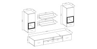 Composition de 5 meubles design pour salon coloris gris effet béton collection CONNOR