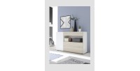 Buffet 1 tiroir et 2 portes, collection KALO, coloris blanc et chêne clair, idéal dans votre salon