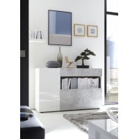 Buffet 1 tiroir et 2 portes, collection KALO, coloris blanc effet béton, idéal dans votre salon