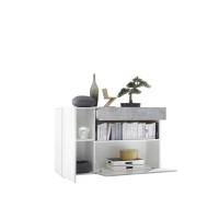 Buffet 1 tiroir et 2 portes, collection KALO, coloris blanc effet béton, idéal dans votre salon