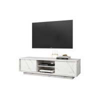 Meuble TV 2 portes, collection COLOMARMO, coloris blanc effet marbre, idéal pour votre salon tendance et moderne