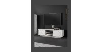 Meuble TV 2 portes, collection COLOMARMO, coloris blanc effet marbre, idéal pour votre salon tendance et moderne