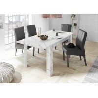 Table extensible, collection COLOMARMO, coloris blanc effet marbre, idéal pour une salle à manger moderne et tendance