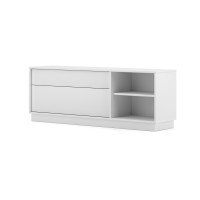 Meuble TV EVO 136cm, 1 porte, 3 niches et 1 tiroir, coloris blanc mat