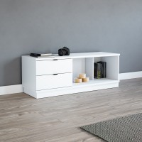 Commode design SOB, 120cm, 2 tiroirs et 2 niches, coloris blanc