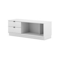 Commode design SOB, 120cm, 2 tiroirs et 2 niches, coloris blanc