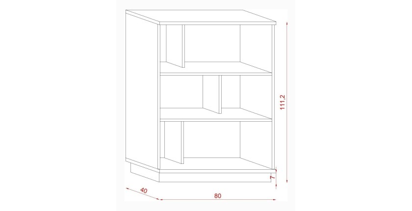 Bibliothèque 80cm design SOB, 6 niches, blanc mat, idéal dans un salon moderne