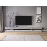 Meuble TV design suspendu FLY 280 cm à 4 tiroirs, couleur blanc