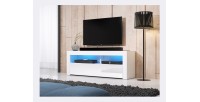 Meuble TV RABBIT 140cm, 1 porte et 4 niches, coloris blanc