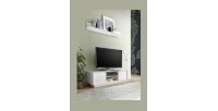 Meuble TV 2 portes, collection CREAM, coloris blanc laqué brillant, idéal pour votre salon tendance et moderne