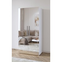 Armoire 100cm deux portes avec miroirs intégrales. Garde Robe collection BELLAGIO.