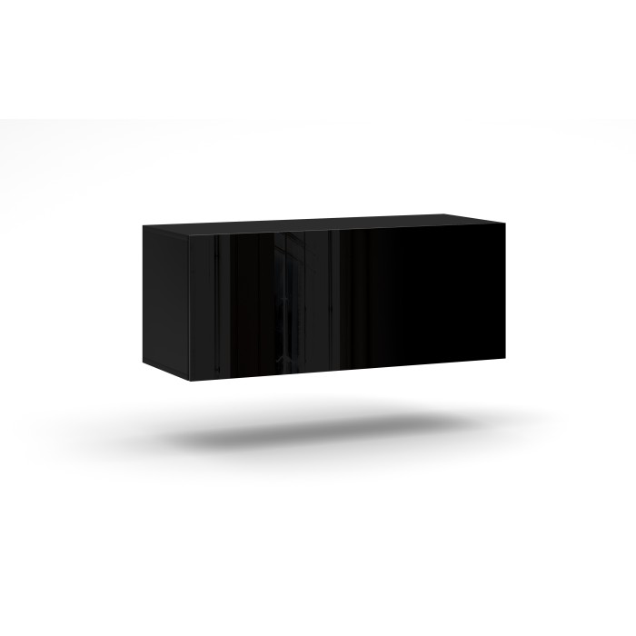 Petit meuble de rangement suspendu NEVER noir brillant 100cm