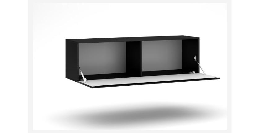 Meuble TV design suspendu NEVER 140 cm. 1 porte et 2 tiroirs. Coloris noir