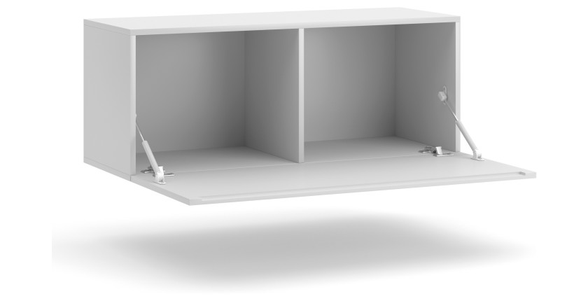 Meuble TV design suspendu NEVER 100 cm. 1 porte et 2 niches. Coloris blanc