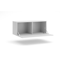 Meuble TV design suspendu NEVER 100 cm. 1 porte et 2 niches. Coloris blanc