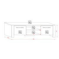 Meuble TV design MANHATTAN 140 cm à 2 portes et 1 niche coloris blanc brillant