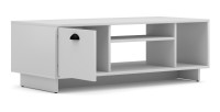 Meuble TV design VICTORIA 110 cm à 1 porte et 3 niches coloris blanc mat