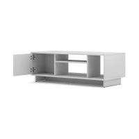 Meuble TV design VICTORIA 110 cm à 1 porte et 3 niches coloris blanc mat