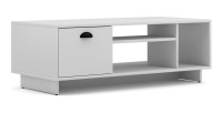 Meuble TV design VICTORIA 110 cm à 1 porte et 3 niches coloris blanc mat