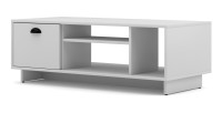 Meuble TV design VICTORIA 110 cm à 1 porte et 3 niches coloris blanc mat