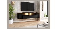 Meuble TV collection DAB 160cm coloris chêne clair et noir mat