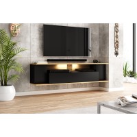 Meuble TV collection DAB 160cm coloris chêne clair et noir mat