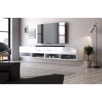 Meuble TV suspendu design CLUJ, 280 cm, couleur blanc