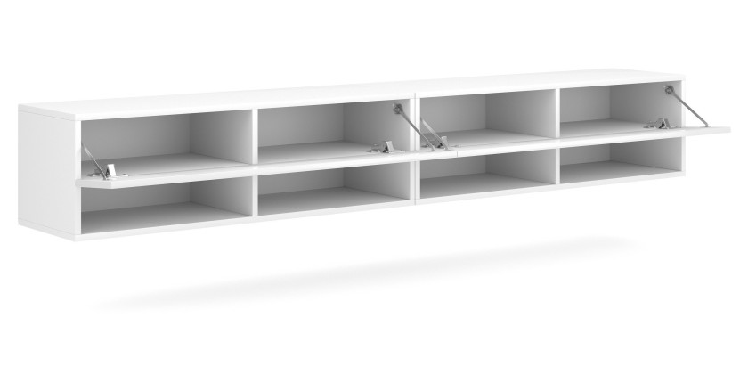 Meuble TV suspendu design CLUJ, 280 cm, couleur blanc