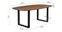 Table à manger BELLA longueur 200cm en décor bois exotique mangolia