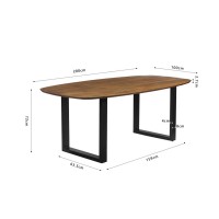 Table à manger BELLA longueur 200cm en décor bois exotique mangolia