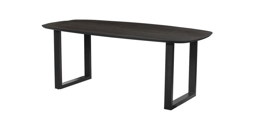 Table à manger BELLA longueur 200cm en décor bois exotique mangolia noir