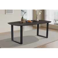 Table à manger BELLA longueur 200cm en décor bois exotique mangolia noir