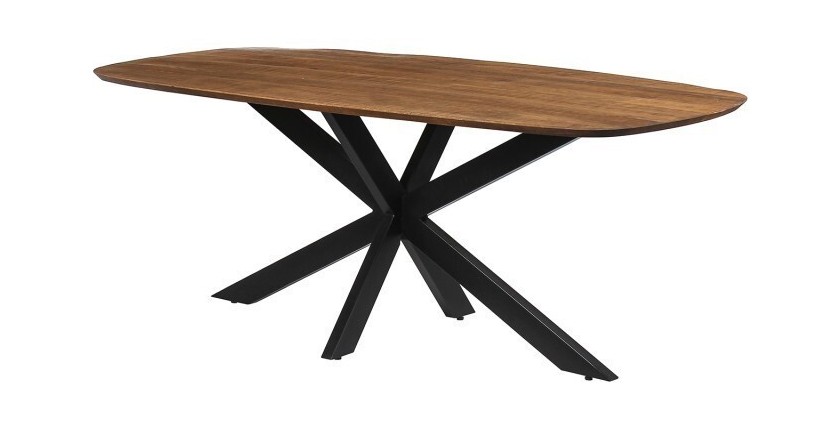 Table à manger BELLA longueur 200cm en bois brut exotique mangolia