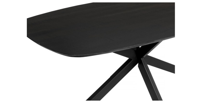 Table à manger BELLA longueur 200cm en bois brut exotique mangolia noir