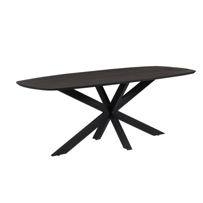 Table à manger BELLA longueur 200cm en bois brut exotique mangolia noir