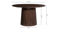 Table ronde collection RIMBAUD effet bois brun foncé diamètre 130 cm