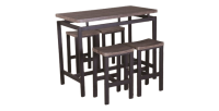 Ensemble table haute, bar + 4 tabourets NIMES. Set moderne type industriel, bois et métal.