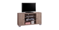 Meuble TV BELEK 120 cm à 2 portes et 3 niches coloris Sonoma.
