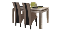 Table de salle à manger LINA 180cm. Coloris CAPPUCCINO et blanc crème. Idéal pour votre salle à manger.