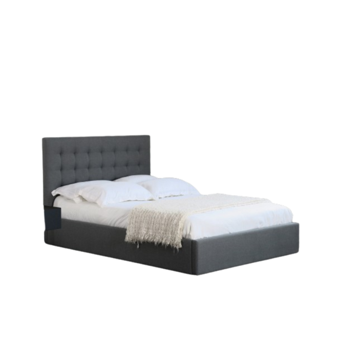Lit design gris LUX 160cm deux places, avec sommier, pour une chambre adulte ou ado.