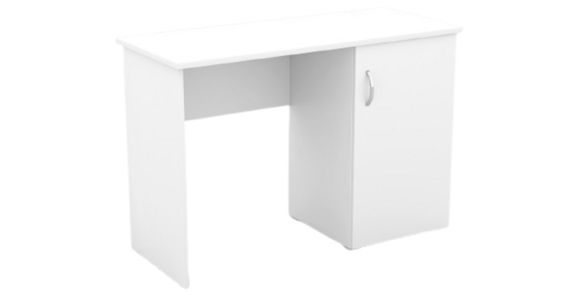 Bureau droit design avec caisson de rangement 1 porte collection ARLEE coloris blanc.