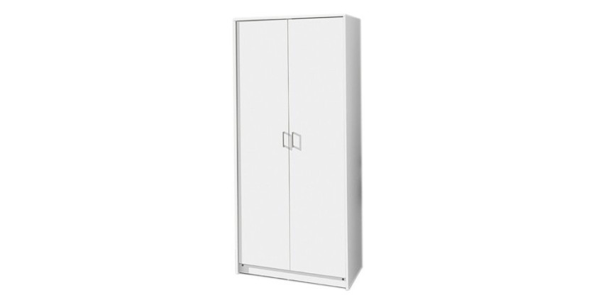 Armoire 2 portes coloris blanc collection REY. Garde Robe idéal pour votre entrée ou votre buanderie